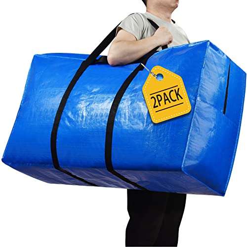 Extra Large Storage Bags, 194 Gallon XXL Jumbo Large Moving Bags Heavy Duty - color: Blue - 2 PACK, size: 68" X 30" X 22"