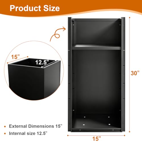 15"x15" x 30" Tall Metal Planter Box 2 Pack, Steel Planter Outdoor - color: Black, size: 15" L x 15" W x 30" H
