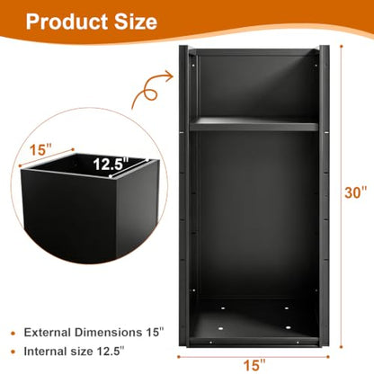 15"x15" x 30" Tall Metal Planter Box 2 Pack, Steel Planter Outdoor - color: Black, size: 15" L x 15" W x 30" H