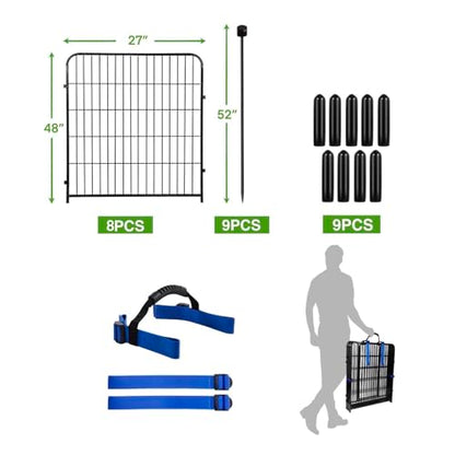 ADAVIN 48in Tall Garden Fence No Gate, 8 Panels Dog Fence Outdoor 17.7 Ft - size: 48in(H) 8panels no gate-New