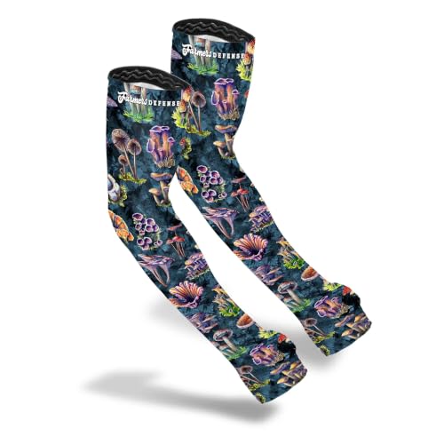 FARMER'S DEFENSE Gardening Arm Sleeves|UV Cooling Protective Sleeve Women & Men|Anti-Scratch Cover Sun UPF Outdoor Protection - Foragers - Gray - L/XL - color: Mushroom Foragers - Gray, size: Large/Extra Large