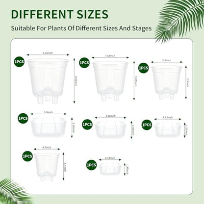 Cdd's Path Self Watering Pots Set with Deep Water Tank, Large Drainage Holes, Reservoir & Air Pipes, 5/6/7/8 Inch Naked Root Planter for Indoor Outdoor Plants, Flowers, Seedlings, Clear, 4 Pack - size: 5/6/7/8 inch-4 Pack