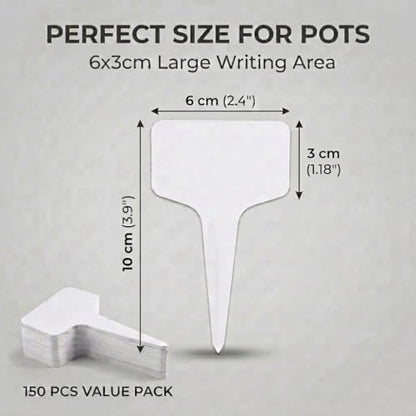 MIHEY 150 Pcs Plant Labels Waterproof Garden Stake Markers with Pen - color: White