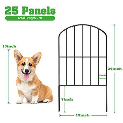 Decorative Garden Fence Fencing, 27ft (L) x 24in (H) Animal Barrier for Dog - size: 27' (L) x 24'' (H)