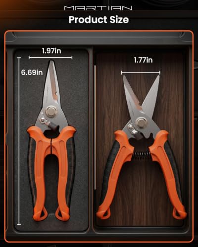Sharp Tin Snips - Stainless Steel Utility Scissors, Wire Cutters Heavy Duty