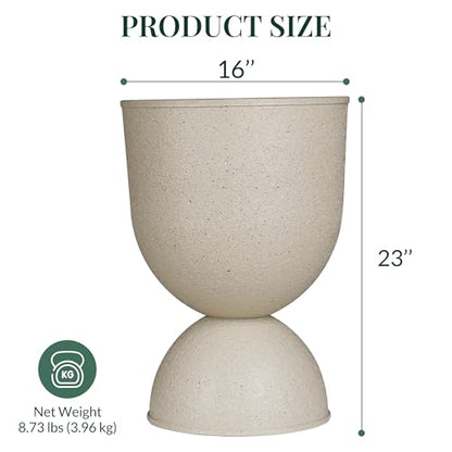 KOL 23 Inch Tall Planters, Beige Plastic Urn Planters, 1 Pack - color: Beige, size: Single: 23"