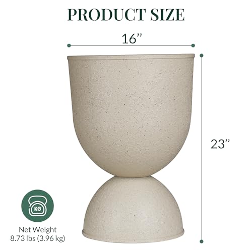 KOL 23 Inch Tall Planters, Beige Plastic Urn Planters, 1 Pack - color: Beige, size: Single: 23"
