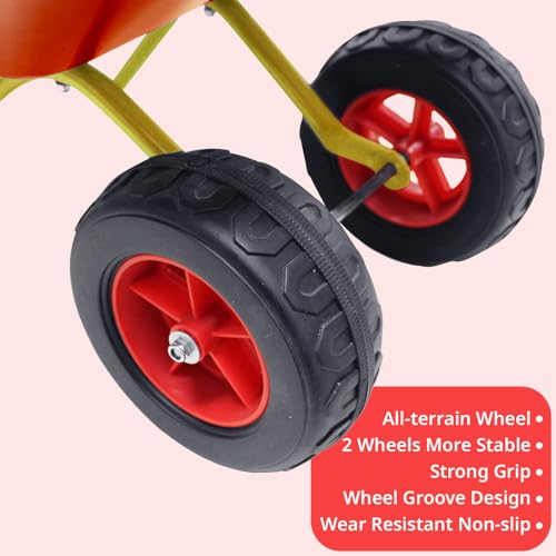 2 Wheel Toddler Metal Wheelbarrow for Kids Wheel Barrow Wheel Barrel(red) - color: Red