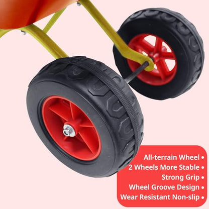2 Wheel Toddler Metal Wheelbarrow for Kids Wheel Barrow Wheel Barrel(red) - color: Red