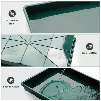RooTrimmer 5 Pack Seed Starter Trays (17"x11"x2"), Plastic Flat Nursery Pots Trays, Durable Carrying Seedling Starter Tray, Reusable Tray for Planting and Collecting Drainage Water (Green) - color: Green, size: Holding Trays-5P