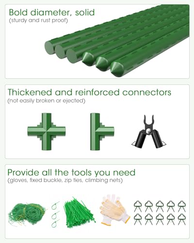 MYMULIKE 2 Pack Cucumber Trellis, Garden Trellis for Climbing Plants Outdoor, A-Frame Cucumber Trellis for Raised Bed, Plant Grow Support for Tomato, Squash, Vegetable, Flower(33"x47"x2Pcs)