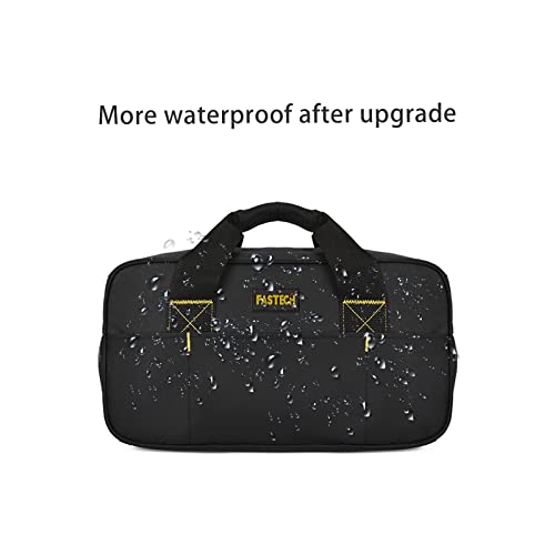 FASTECH Heavy Duty Tool Bag 14-Inch, Wide Mouth Tool Tote Bag, Waterproof Tool Organizer Bag, Electricians Repairman Tools Tote Bag (Black) - size: Black