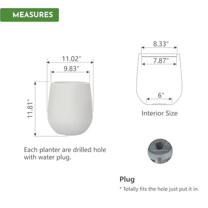 11.8"H Plastic Planters with Drainage Holes and Plug,Chalk Beige - color: Beige, size: 11.81"