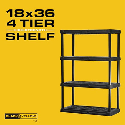 CENTREX 4-Tier Heavy Duty Plastic Storage Shelves for Garage, Black - style: 4-Tier (1 Pack)