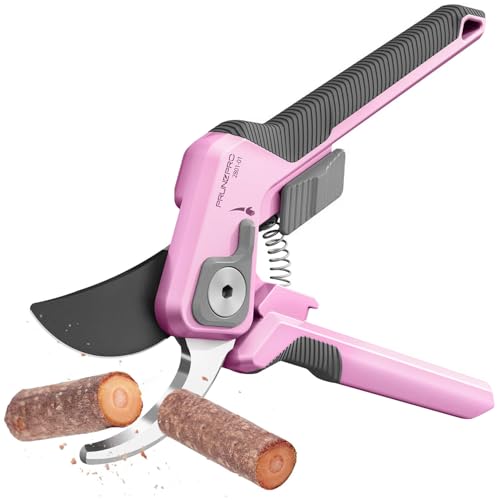 PrunePro 8.2" Pruning Shears for Women Lightweight Ultra Sharp Scissors - color: Pink