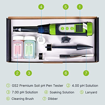 Apera Instruments AI102G GroStar Series GS2 Soil pH Pen Tester Kit for Direct Soil Test and Nutrient Solutions Test with Replaceable Swiss Spear pH Probe, Gen II - style: Soil pH