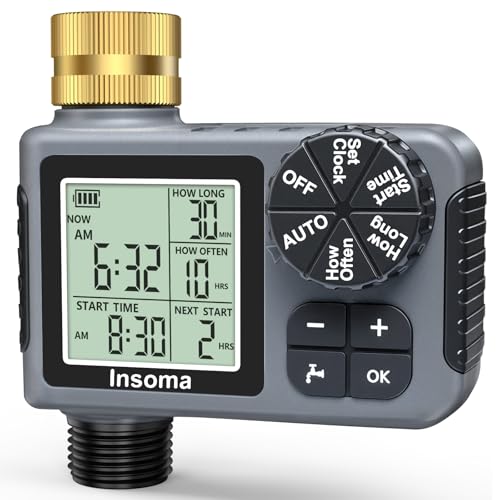 Sprinkler Timer with Brass Inlet, Water Timer for Garden Hose with Auto/Manual/Rain Delay Mode, Easy Setup Hose Timers for Lawn, Garden, Vacation Watering,1 Outlet - size: 1-Zone-T