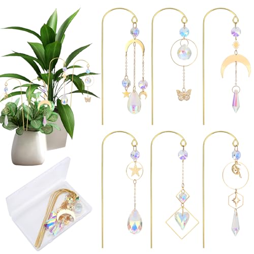Crystal Suncatcher, 6pcs Small Trellis for Potted Plants Accessories Indoor