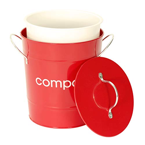 Premier Red Compost Bin, Kitchen & Garden, Steel, 3L, H21 x W19 x D19cm