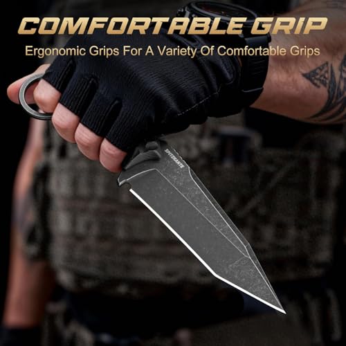 D2 Fixed Blade Knife VENTURE X — Full Tang Outdoor Knife with Sheath for Hiking, Camping & Bushcraft