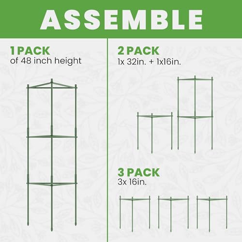 1 Pack 48" Tomato Cages for Garden - Large Tomato Plant Support Trellis - size: 1 Pack, 48 Inches