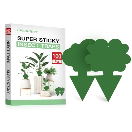 100 Pack Gnat Killer Sticky Traps for Plants - Green Fungus Gnat Sticky Trap for Indoor Houseplants, Fruit Flies, Whiteflies, Aphids - Family Friendly Design, Flower and Cloud Shapes - color: Green, size: 100 PCS