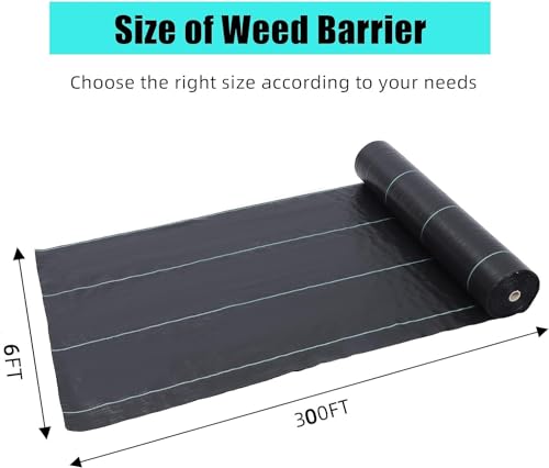 6ft X 300ft Weed Barrier Landscape Fabric Heavy Duty, Premium 2.4 oz Ground Cover Weed Block Gardening Mat, Easy Setup & Superior Weed Control, for Erosion Control, Weed Barrier - size: 6* 300ft & 2.4oz