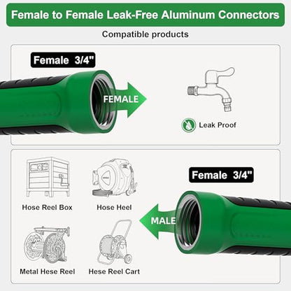 Garden Lead-in Hose 6ft x 5/8" Leader Hose with Female/Female 3/4" Fittings, Leak-Free/Rust-Proof Aluminum Connectors, Short Water Hose for Hose Reel Connecting. - size: 6FT Double Females