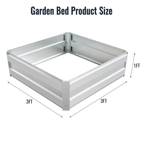 Galvanized Raised Garden Bed Kit, 3x3x1FT Metal Raised Garden Beds for Vegetables (3 * 3 * 1FT) - size: 3*3*1FT