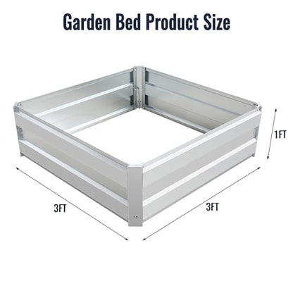 Galvanized Raised Garden Bed Kit, 3x3x1FT Metal Raised Garden Beds for Vegetables (3 * 3 * 1FT) - size: 3*3*1FT
