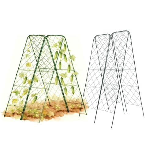 Vego Garden A-Frame Trellis 80" Tall Cucumber Cage for Garden & Pots, Rust-Resistant Tomato Stakes Heavy Gauge Plant Cage Trellis Support for Climbing Vegetables Plants 2 Pack - size: 80" Tall