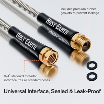 Rosy Earth 100ft Stainless Steel Garden Hose, Heavy Duty Metal Water Hose - size: 100FT