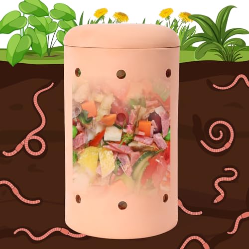 Underground 11 Inch Garden Worm Farm Outdoor Compost Bin for Organic Refuse Red Pottery Ceramics with Holes and Lid Clay for Garden Worm Composter