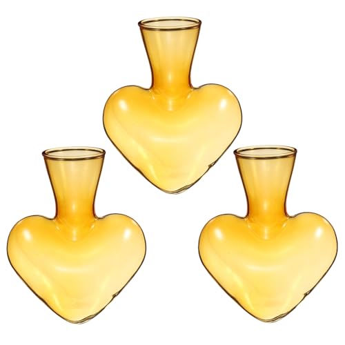 M METERXITY 3-Pack Propagation Vases, Heart-Shaped Glass Propagation Stations for Indoor Plants/Desktop Decor/Home Garden, Plants Terrariums Hydroponic Vases [Brown] - color: Brown