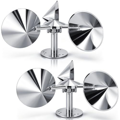 2 Pack Short Reflective Bird Deterrent Spinners with Upgraded Metal Base