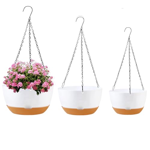 KPUVX Hanging Planters, 8/10/12 inch, 3 Pack, White - color: White, size: 8/10/12 inch