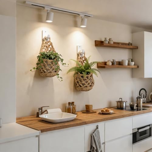 Macrame Plant Hanger Set of 2, Boho Wall Hanging Planter for up to 6" Pots - color: 2 Pcs Brown, size: 6 Inch