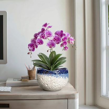 Ceramic Planter 8 Inch, Ceramic Plant Pots Indoor, Beige-Blue - color: Beige-blue, size: 8.2 Inch