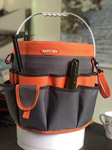 MELOTOUGH Bucket Idea Bucket Tool Organizer With 35 Pockets Fits to 3.5-5 Gallon Bucket (Orange) … - color: Orange