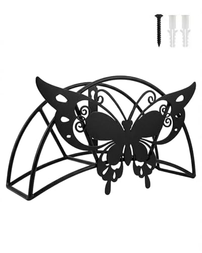 Garden Hose Holder Metal Wall Mount HeavyDuty 125'5/8"Butterfly Hose Hanger - color: Black Butterfly