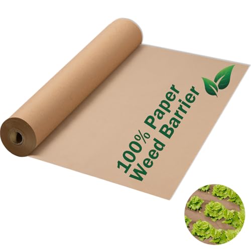 4 x 300 Ft Heavy Duty Biodegradable Kraft Paper Weed Barrier - color: 4 x 300ft