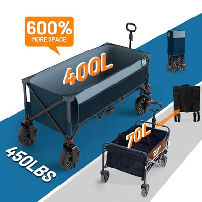 Timber Ridge 51.2" Extended Collapsible Wagon, 400L, Blue - color: Blue, size: 400L