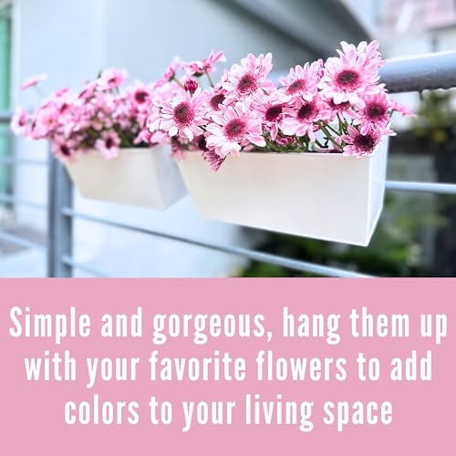 LaLaGreen Large Planter Box (16 in, 2 Pack) White Metal Window Flower Pots - size: 16"(41cm) x 2 pack