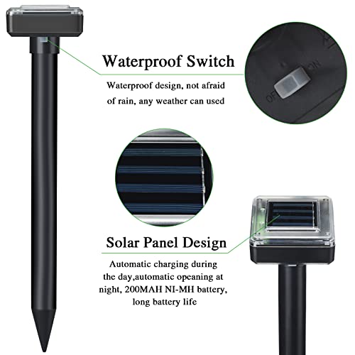 12 Pcs Mole Repellent Solar Powered Ultrasonic Gopher, Large - size: Large