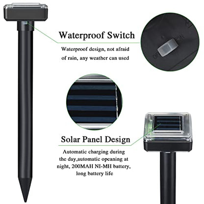 12 Pcs Mole Repellent Solar Powered Ultrasonic Gopher, Large - size: Large