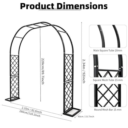 Heavy Duty Garden Arch Trellis, 110.2 x 89.7in Galvanized Steel Arbor