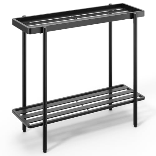 2 Tier Metal Plant Stand, Window Plant Shelves Indoor Outdoor - color: Metal