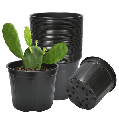 40 Pack 3 Gallon Nursery Pots, 10 Inch Plant Pots with Drainage Holes - size: 3 Gallon