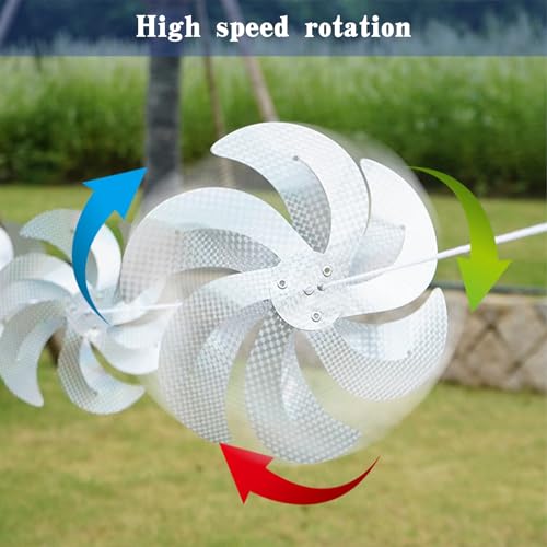 10 Meters 8 Pieces Windmills Reflective Bird Repellent, 12 Inches Silver Wind Spinners for Outdoor Yard Garden Lawn Farm Decor to Scare Birds, Large Shiny Rotating Pinwheels for Animal Deterrent