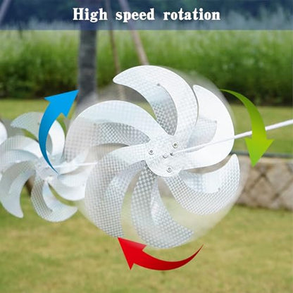 10 Meters 8 Pieces Windmills Reflective Bird Repellent, 12 Inches Silver Wind Spinners for Outdoor Yard Garden Lawn Farm Decor to Scare Birds, Large Shiny Rotating Pinwheels for Animal Deterrent